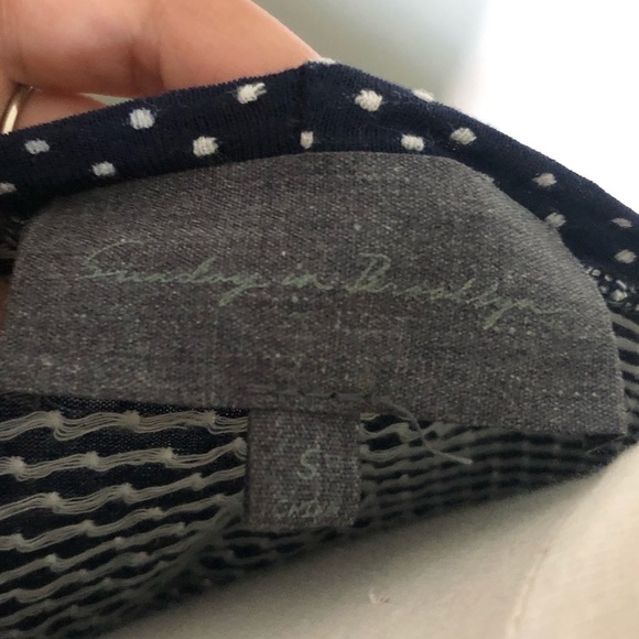 Anthropologie Sunday in Brooklyn Navy Polka Dot Trumpet Sleeve Top, Small - Picture 7 of 8